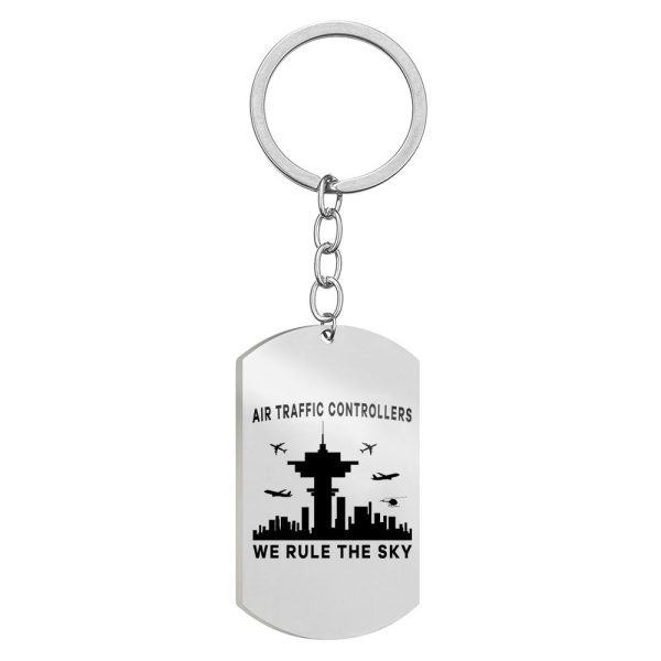 Air Traffic Controllers - We Rule The Sky Designed Stainless Steel Key Chains (Double Side) Online Sale