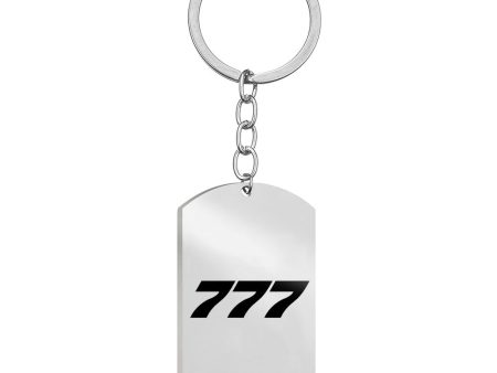 777 Flat Text Designed Stainless Steel Key Chains (Double Side) For Discount