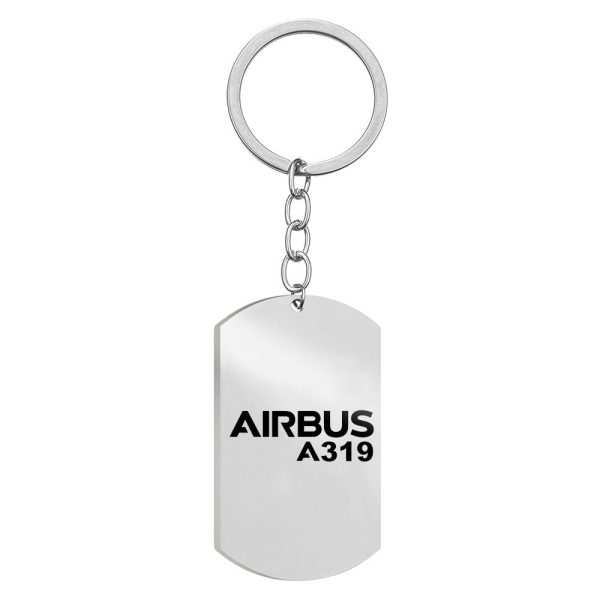 Airbus A319 & Text Designed Stainless Steel Key Chains (Double Side) Discount