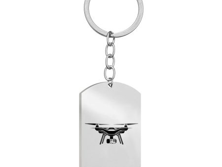 Drone Silhouette Designed Stainless Steel Key Chains (Double Side) Online Sale