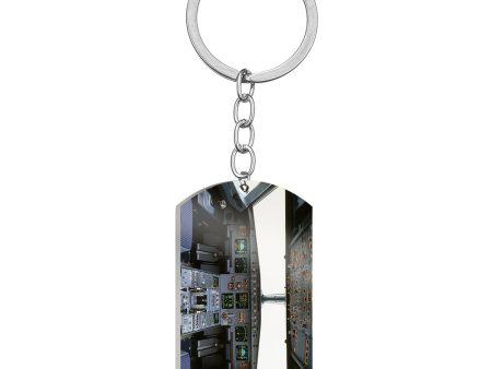 Airbus A320 Cockpit (Wide) Designed Stainless Steel Key Chains (Double Side) Discount