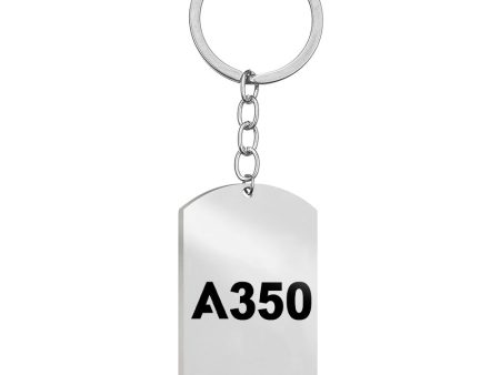 A350 Flat Text Designed Stainless Steel Key Chains (Double Side) For Sale