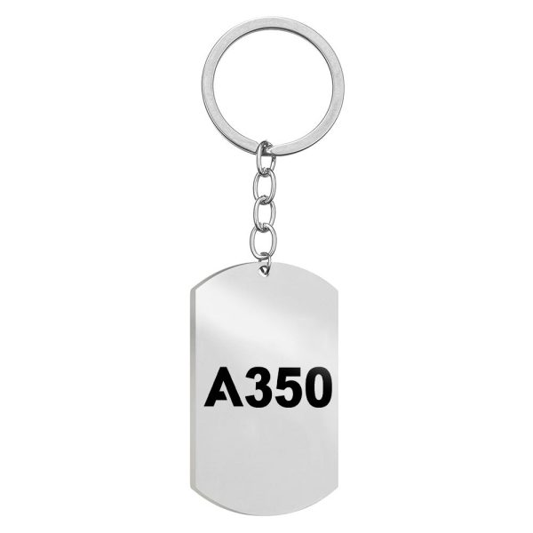 A350 Flat Text Designed Stainless Steel Key Chains (Double Side) For Sale