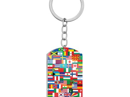 World Flags Designed Stainless Steel Key Chains (Double Side) Discount