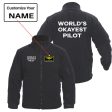 World s Okayest Pilot Designed Fleece Military Jackets (Customizable) Discount