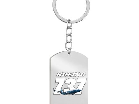 Super Boeing 737+Text Designed Stainless Steel Key Chains (Double Side) For Cheap