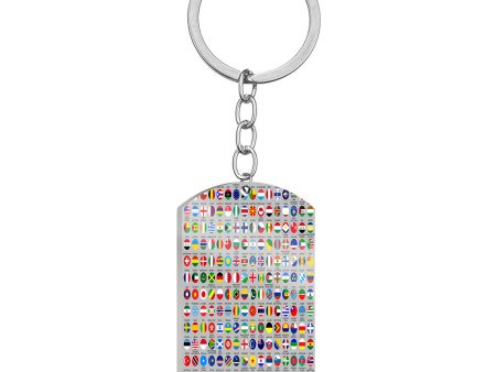 220 World s Flags Designed Stainless Steel Key Chains (Double Side) Discount