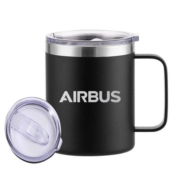 Airbus & Text Designed Stainless Steel Laser Engraved Mugs Hot on Sale