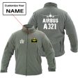 Airbus A321 & Plane Designed Fleece Military Jackets (Customizable) on Sale