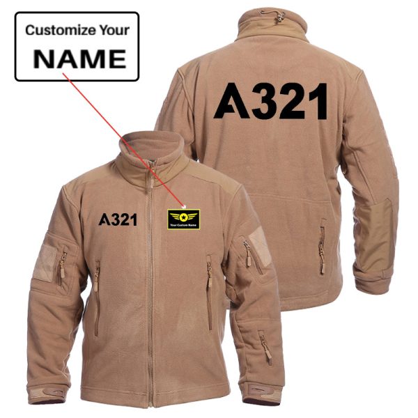 A321 Flat Text Designed Fleece Military Jackets (Customizable) Fashion