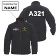 A321 Flat Text Designed Fleece Military Jackets (Customizable) Fashion