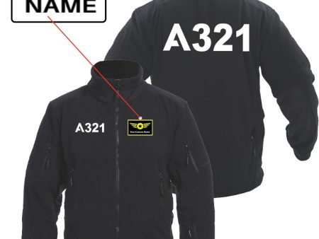 A321 Flat Text Designed Fleece Military Jackets (Customizable) Fashion