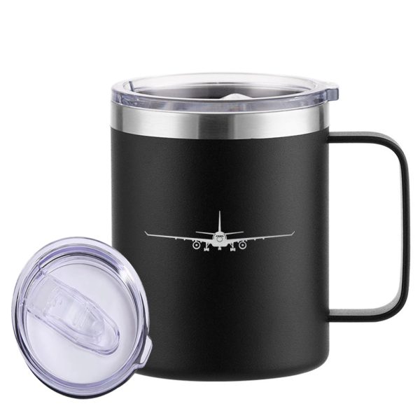 Airbus A330 Silhouette Designed Stainless Steel Laser Engraved Mugs on Sale