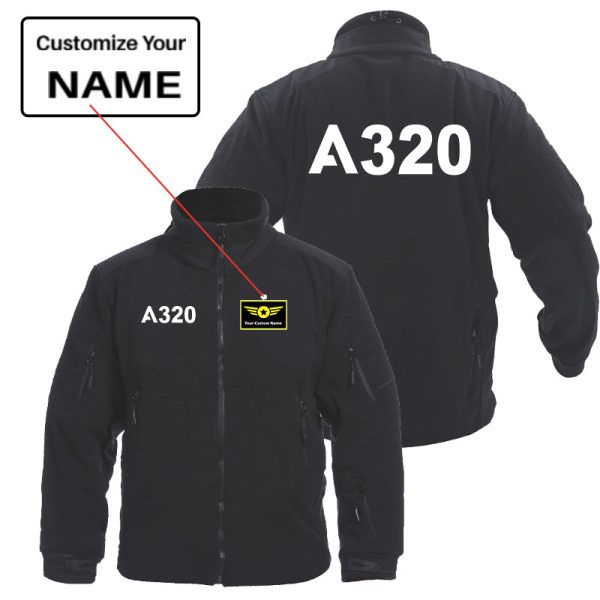 A320 Flat Text Designed Fleece Military Jackets (Customizable) Online Sale