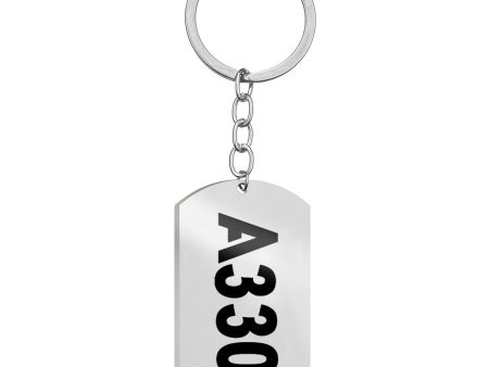 A330 Text Designed Stainless Steel Key Chains (Double Side) Online now