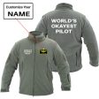 World s Okayest Pilot Designed Fleece Military Jackets (Customizable) Discount