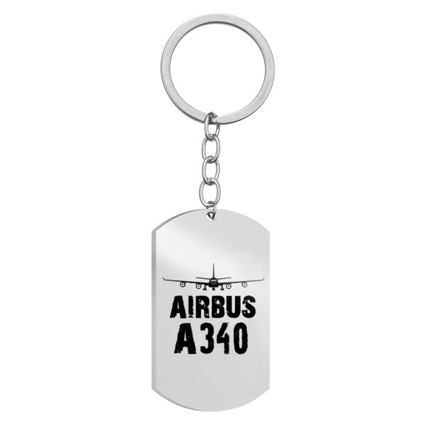 Airbus A340 & Plane Designed Stainless Steel Key Chains (Double Side) Fashion