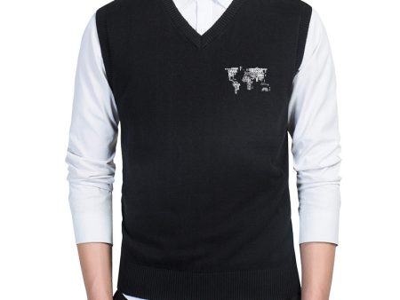 World Map (Text) Designed Sweater Vests Online