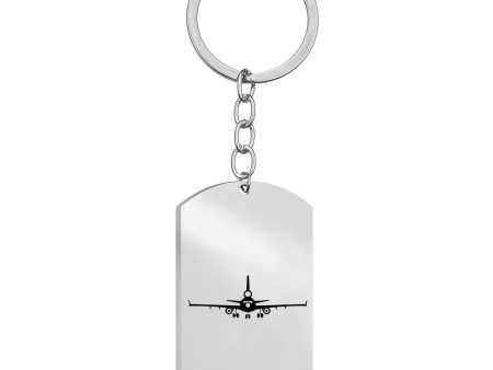 McDonnell Douglas MD-11 Silhouette Plane Designed Stainless Steel Key Chains (Double Side) Sale