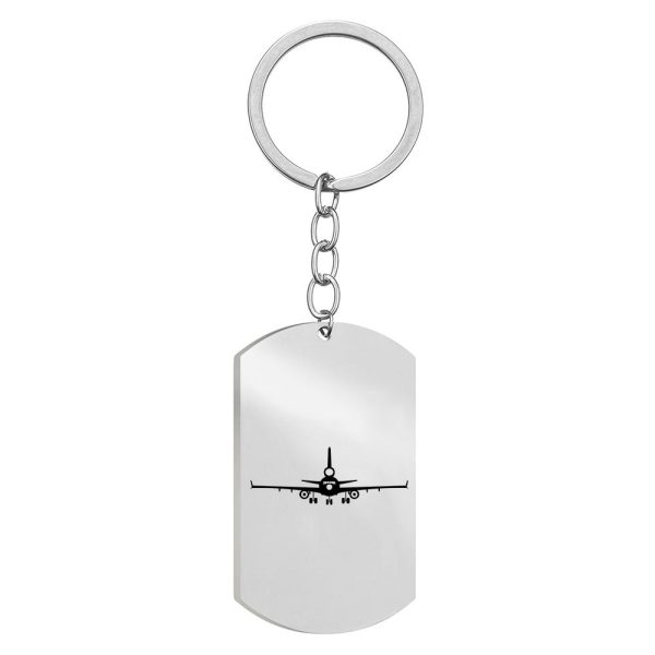 McDonnell Douglas MD-11 Silhouette Plane Designed Stainless Steel Key Chains (Double Side) Sale