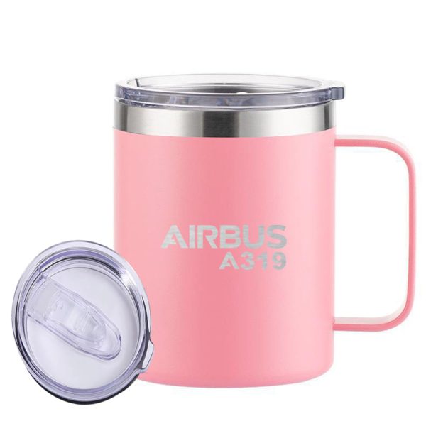 Airbus A319 & Text Designed Stainless Steel Laser Engraved Mugs For Sale