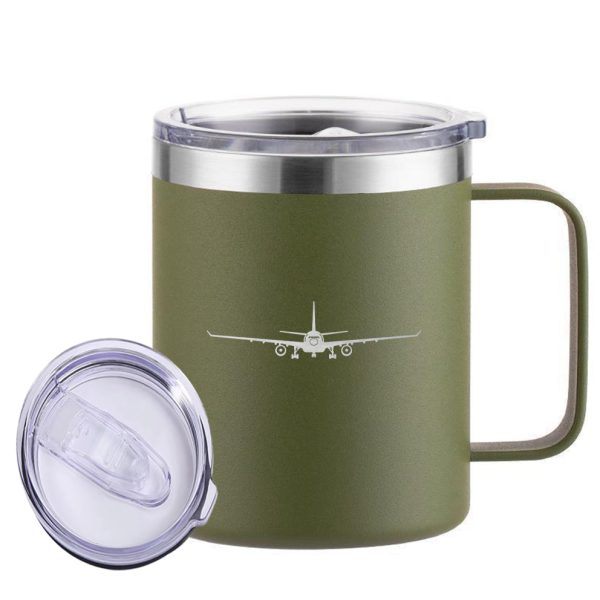 Airbus A330 Silhouette Designed Stainless Steel Laser Engraved Mugs on Sale