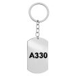 A330 Flat Text Designed Stainless Steel Key Chains (Double Side) on Sale