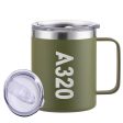 A320 Text Designed Stainless Steel Laser Engraved Mugs Supply