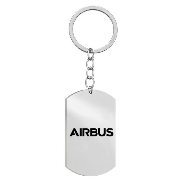 Airbus & Text Designed Stainless Steel Key Chains (Double Side) on Sale