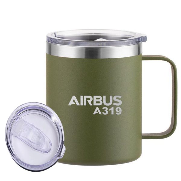 Airbus A319 & Text Designed Stainless Steel Laser Engraved Mugs For Sale