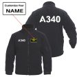 A340 Flat Text Designed Fleece Military Jackets (Customizable) Fashion