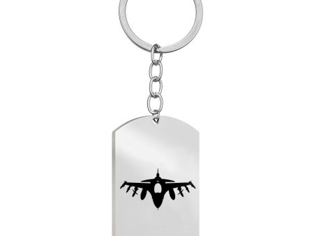 Fighting Falcon F16 Silhouette Designed Stainless Steel Key Chains (Double Side) For Cheap