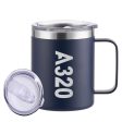 A320 Text Designed Stainless Steel Laser Engraved Mugs Supply