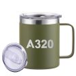 A320 Flat Text Designed Stainless Steel Laser Engraved Mugs For Discount