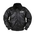 A320 Flat Text Designed Leather Bomber Jackets For Discount