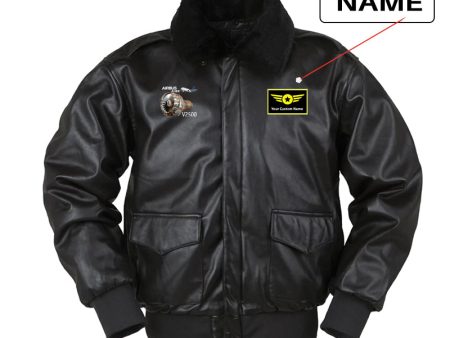 Airbus A320 & V2500 Engine Designed Leather Bomber Jackets Hot on Sale