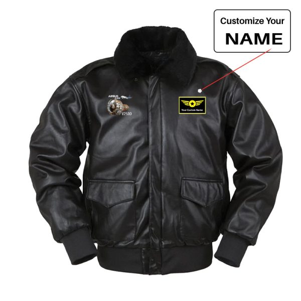 Airbus A320 & V2500 Engine Designed Leather Bomber Jackets Hot on Sale