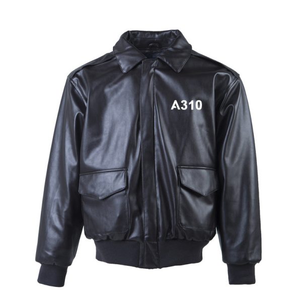 A310 Flat Text Designed Leather Bomber Jackets (NO Fur) Sale