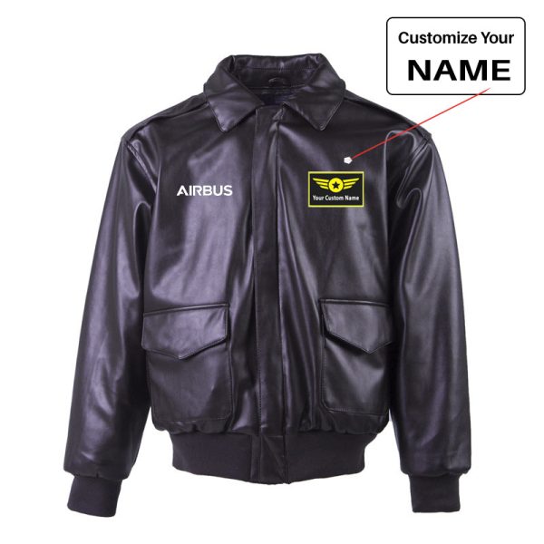 Airbus & Text Designed Leather Bomber Jackets (NO Fur) on Sale