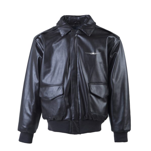 Airbus A330 Silhouette Designed Leather Bomber Jackets (NO Fur) on Sale