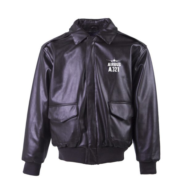 Airbus A321 & Plane Designed Leather Bomber Jackets (NO Fur) Discount