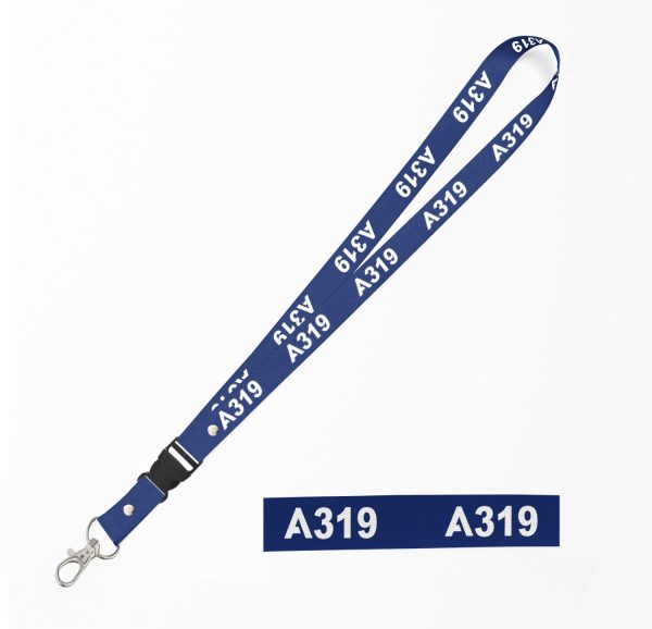 A319 Flat Text Designed Detachable Lanyard & ID Holders For Sale