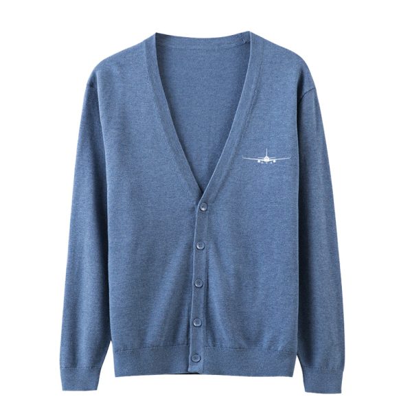 Boeing 767 Silhouette Designed Cardigan Sweaters Discount