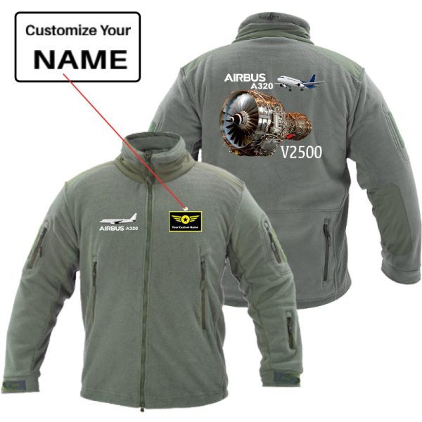 Airbus A320 & V2500 Engine Designed Fleece Military Jackets (Customizable) Online Sale