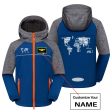 World Map (Text) Designed Children Polar Style Jackets Hot on Sale