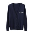 A320 Flat Text Designed Cardigan Sweaters Supply