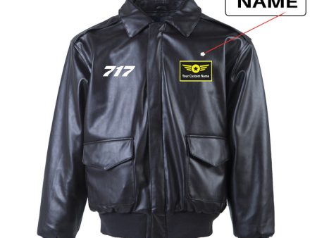 717 Flat Text Designed Leather Bomber Jackets (NO Fur) Online