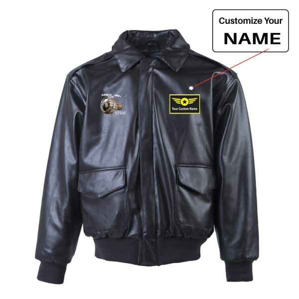 Airbus A320 & V2500 Engine Designed Leather Bomber Jackets (NO Fur) Sale