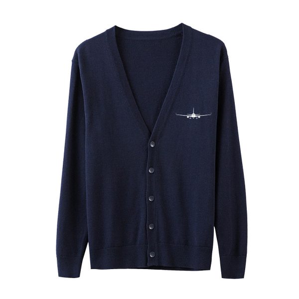 Boeing 767 Silhouette Designed Cardigan Sweaters Discount