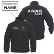 Airbus A319 & Text Designed Fleece Military Jackets (Customizable) Fashion